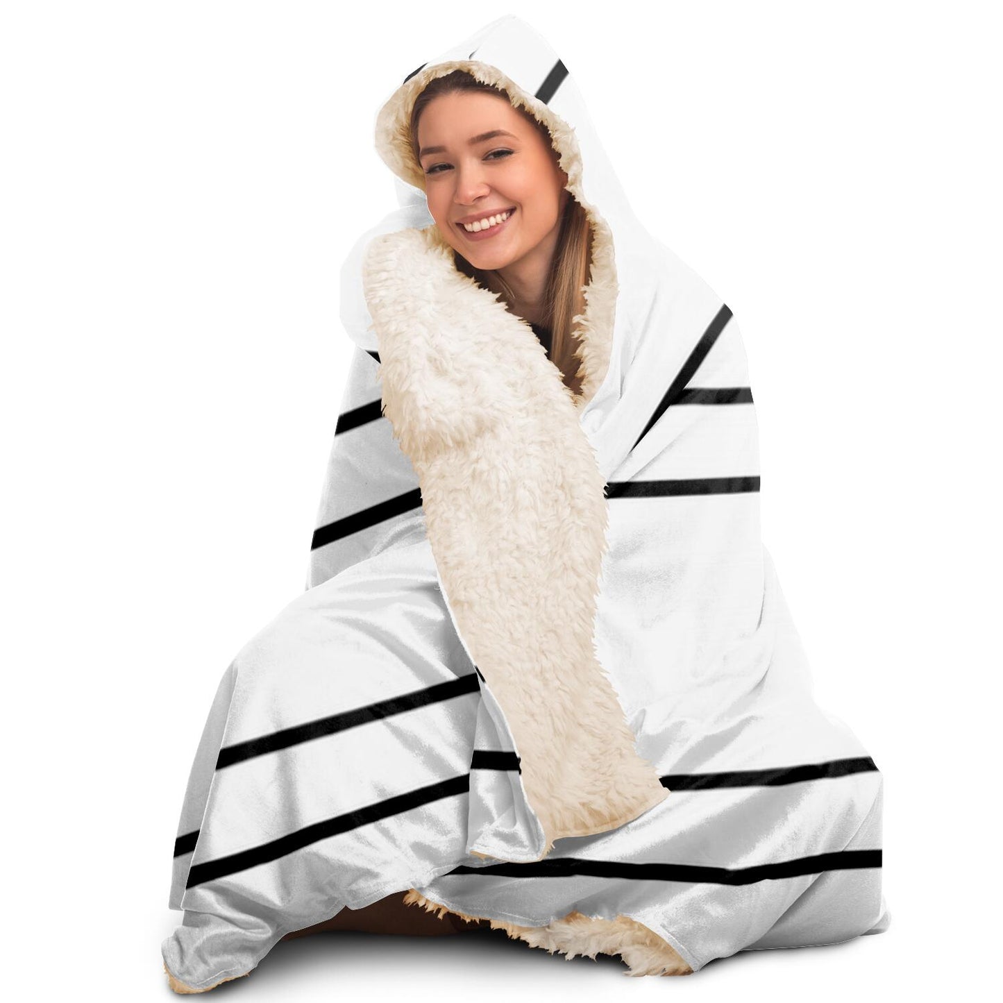 Simple Lines Pattern bw Poster Hooded Blanket