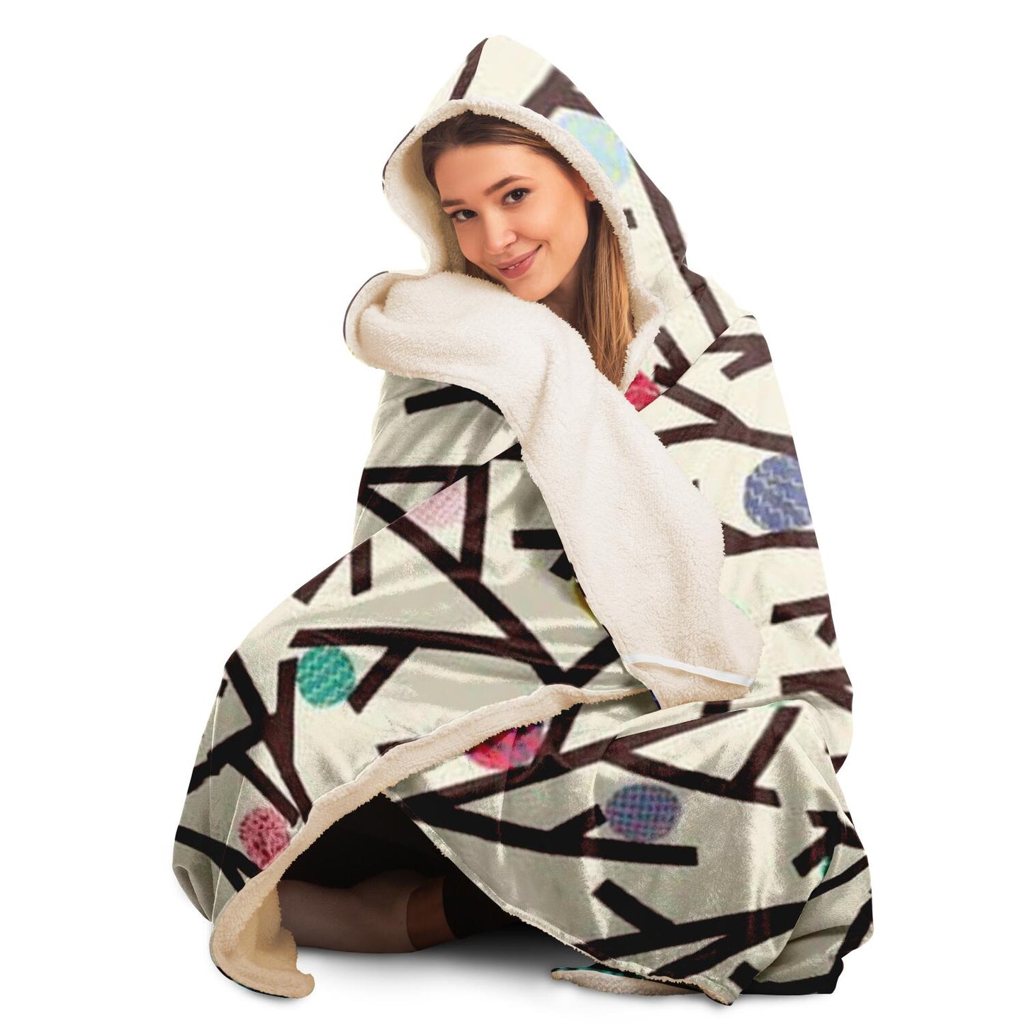 Abstract Pattren Hooded Blanket