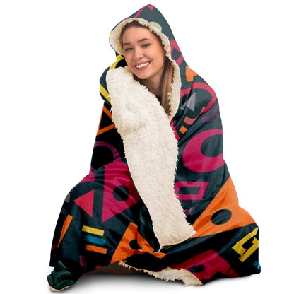 Abstract Pattren Hooded Blanket