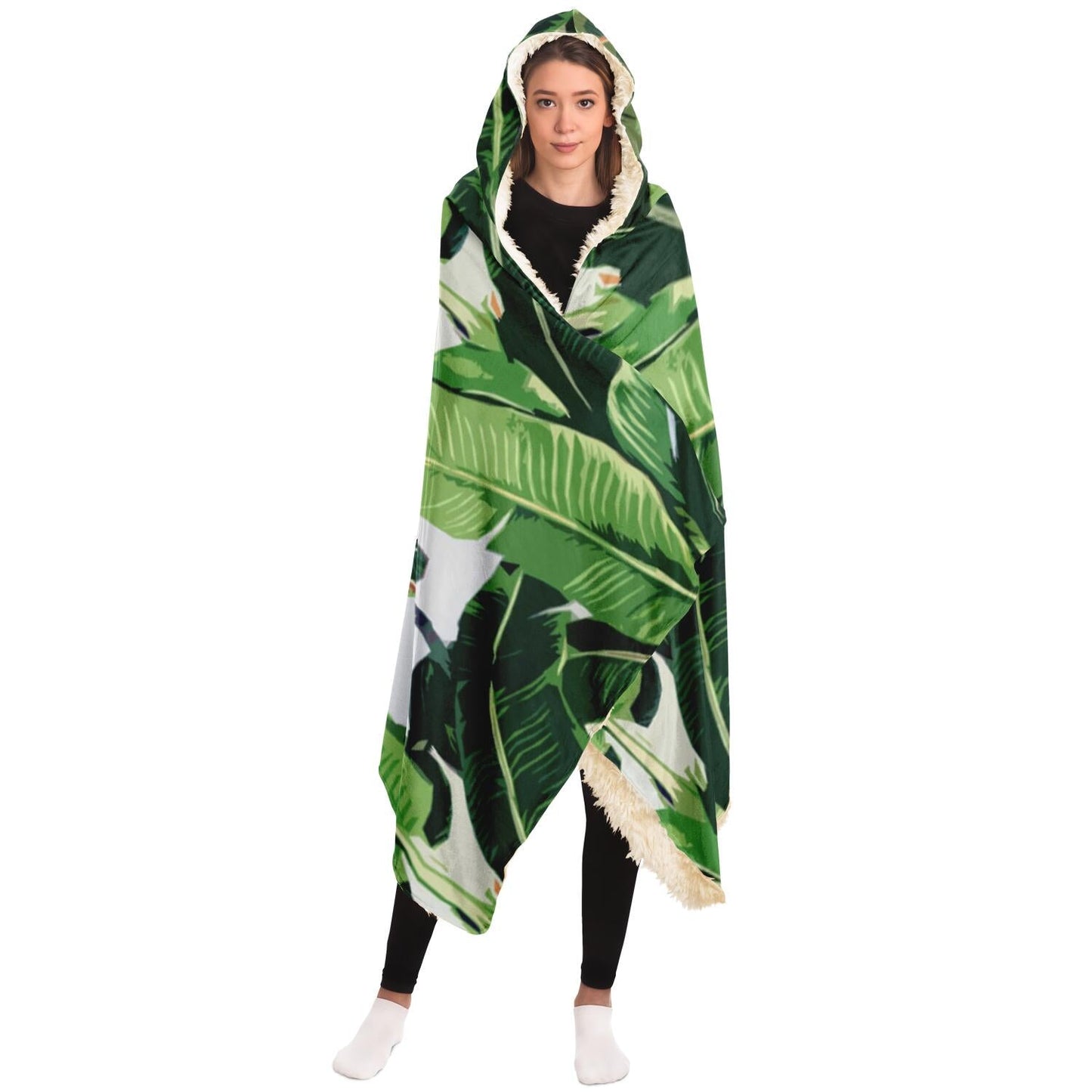 Banana leaves pattern Hooded Blanket