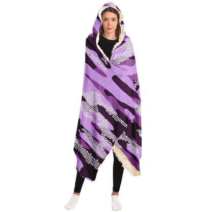 Purple Camouflage Pattern Mosaic Style Plakat Hooded Blanket