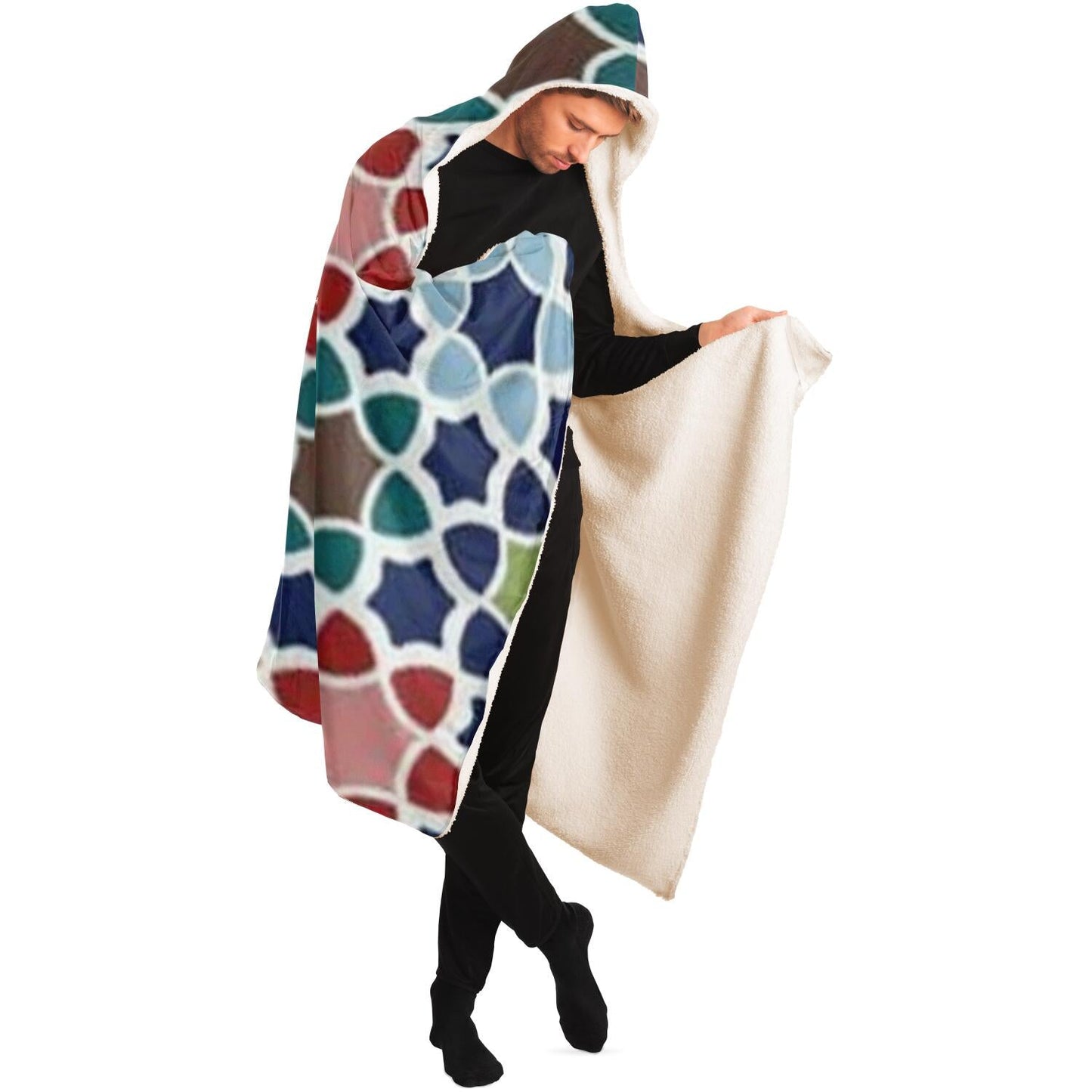 Abstract Pattren Hooded Blanket