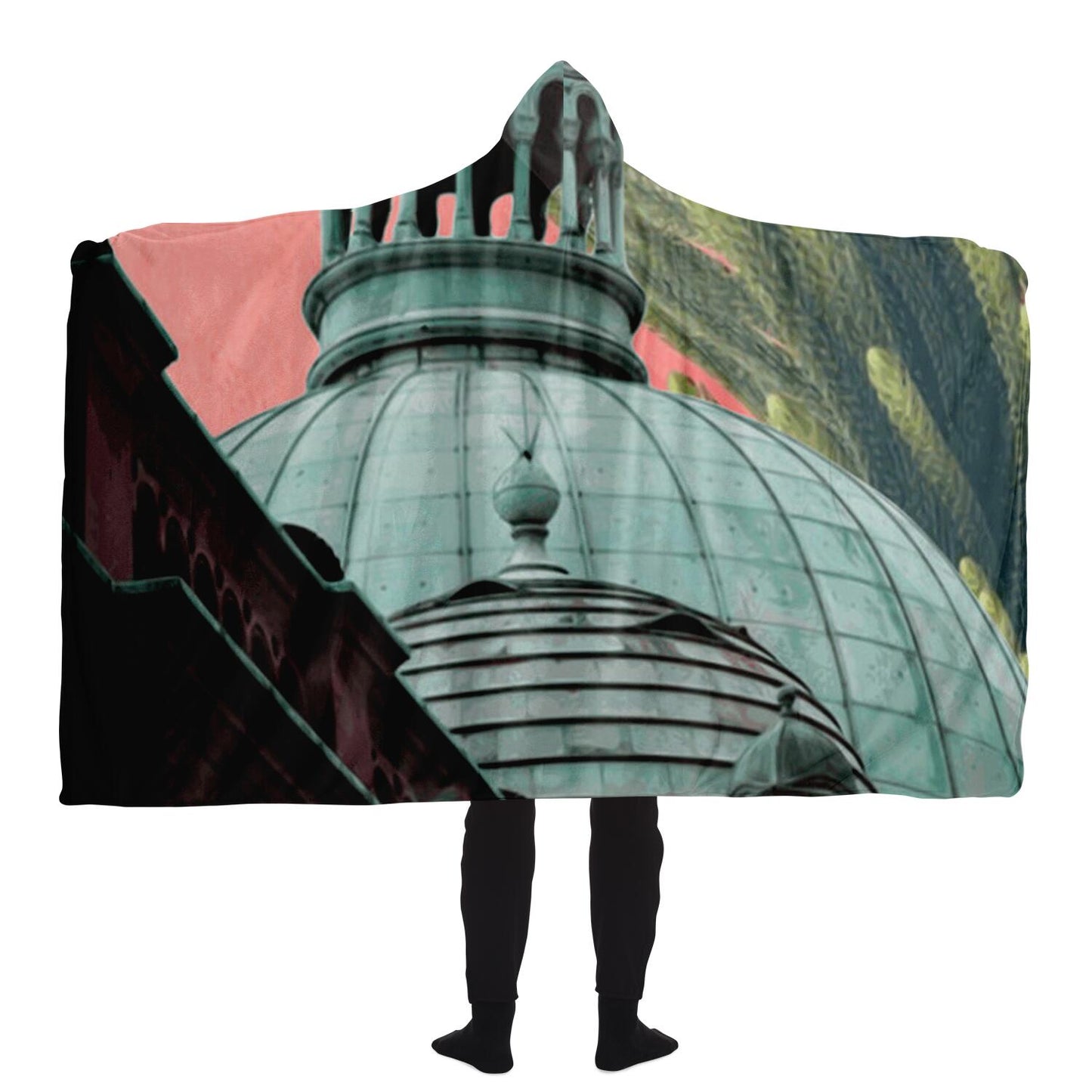 Botany Castle Pattern Hooded Blanket