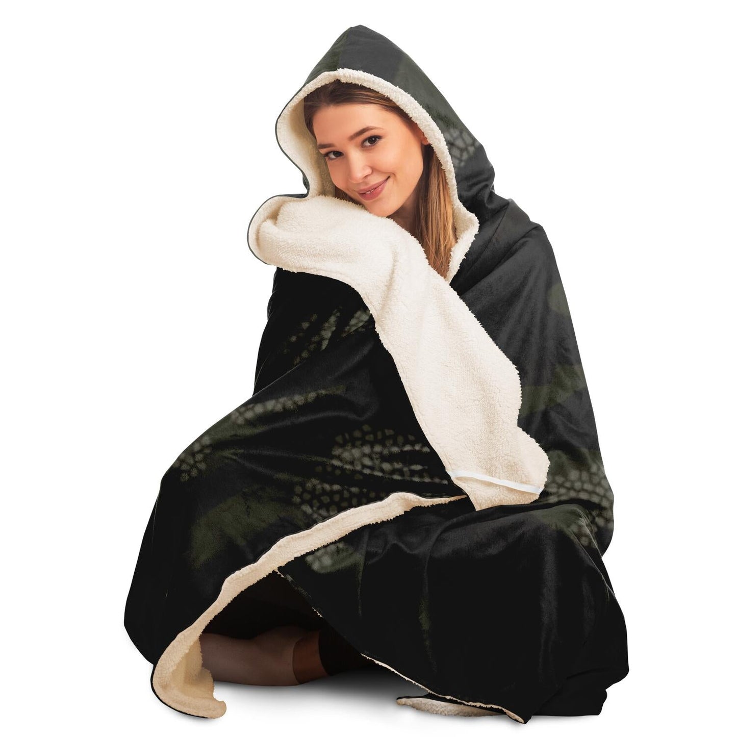 Dark Camouflage Pattern Mosaic Style Plakat Hooded Blanket