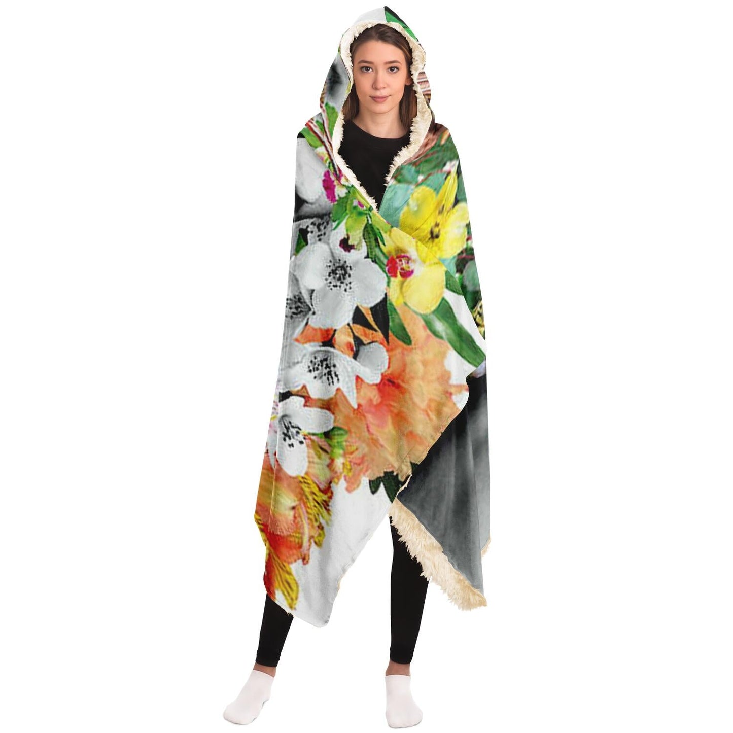 Claire Flowers Hooded Blanket