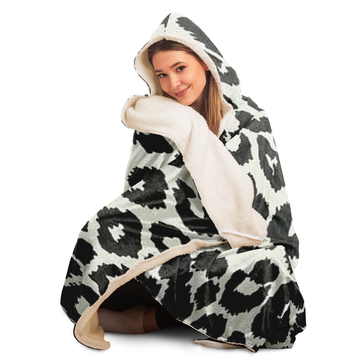 Leopard Pattern Hooded Blanket