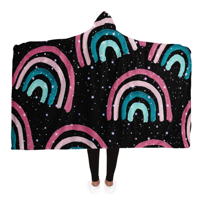 Cosmic Rainbow Night Dream Hooded Blanket