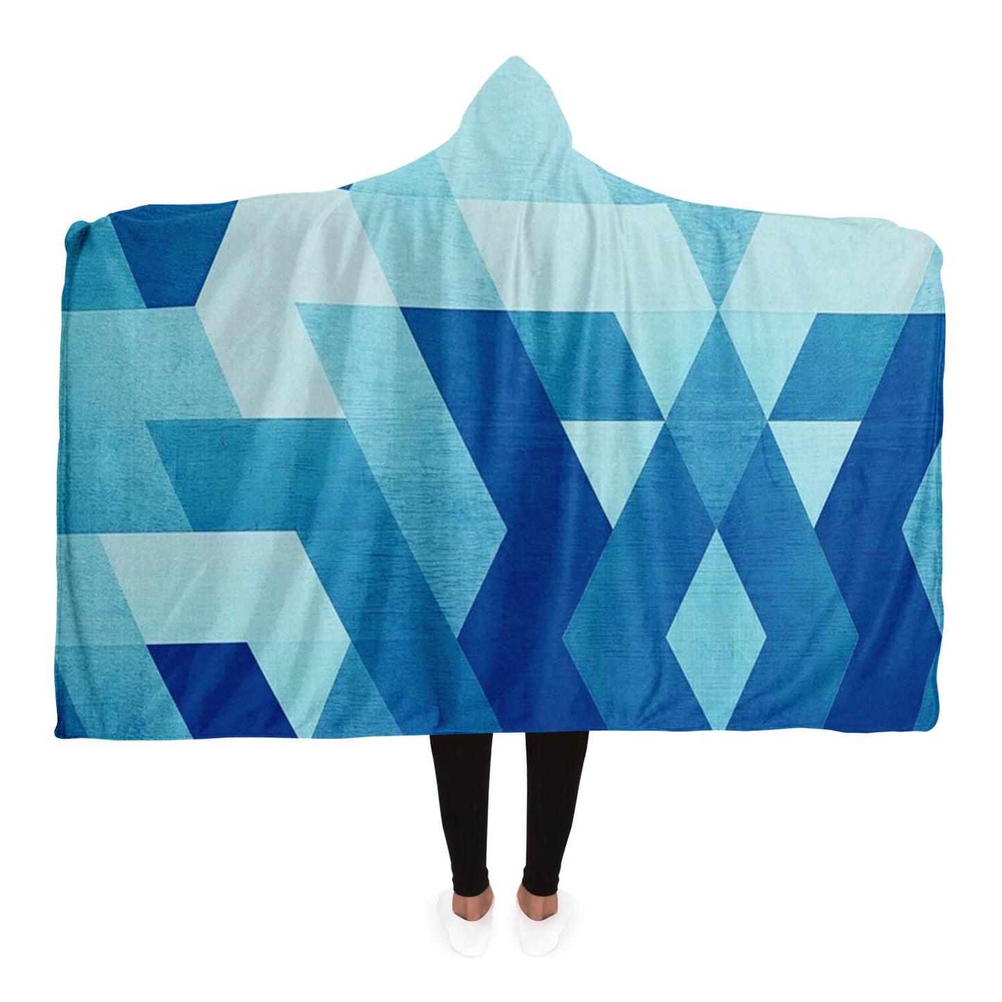 Blue Pattern Hooded Blanket