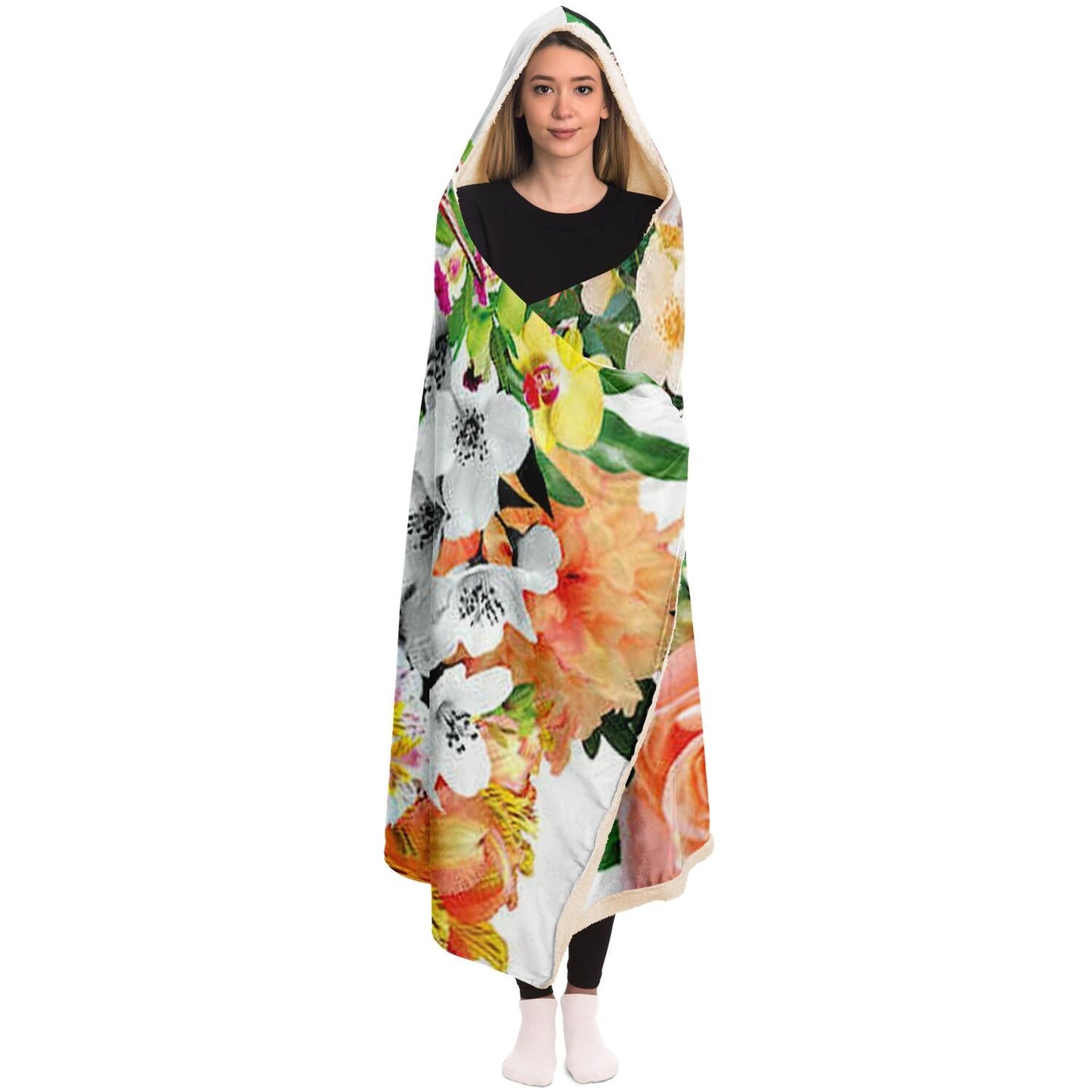 Claire Flowers Hooded Blanket