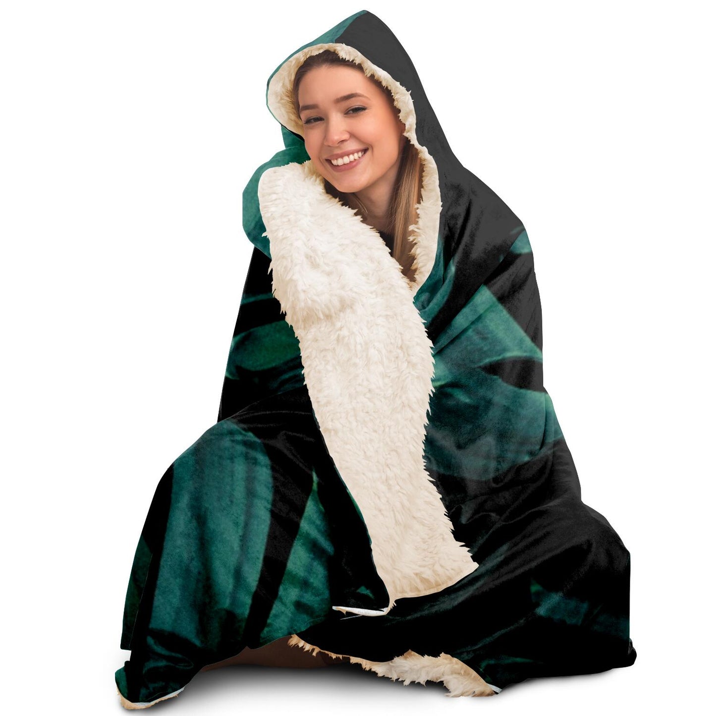 Tropical Banana Night Leaves Hooded Blanket