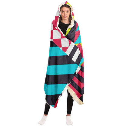 Colorful Pattern Hooded Blanket