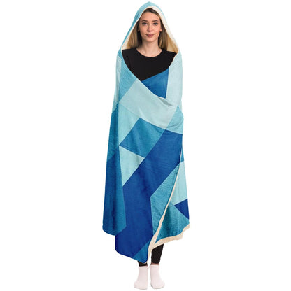 Blue Pattern Hooded Blanket