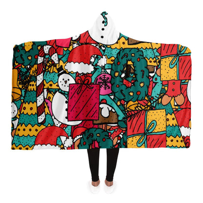 Merry Christmas pattern Poster Hooded Blanket