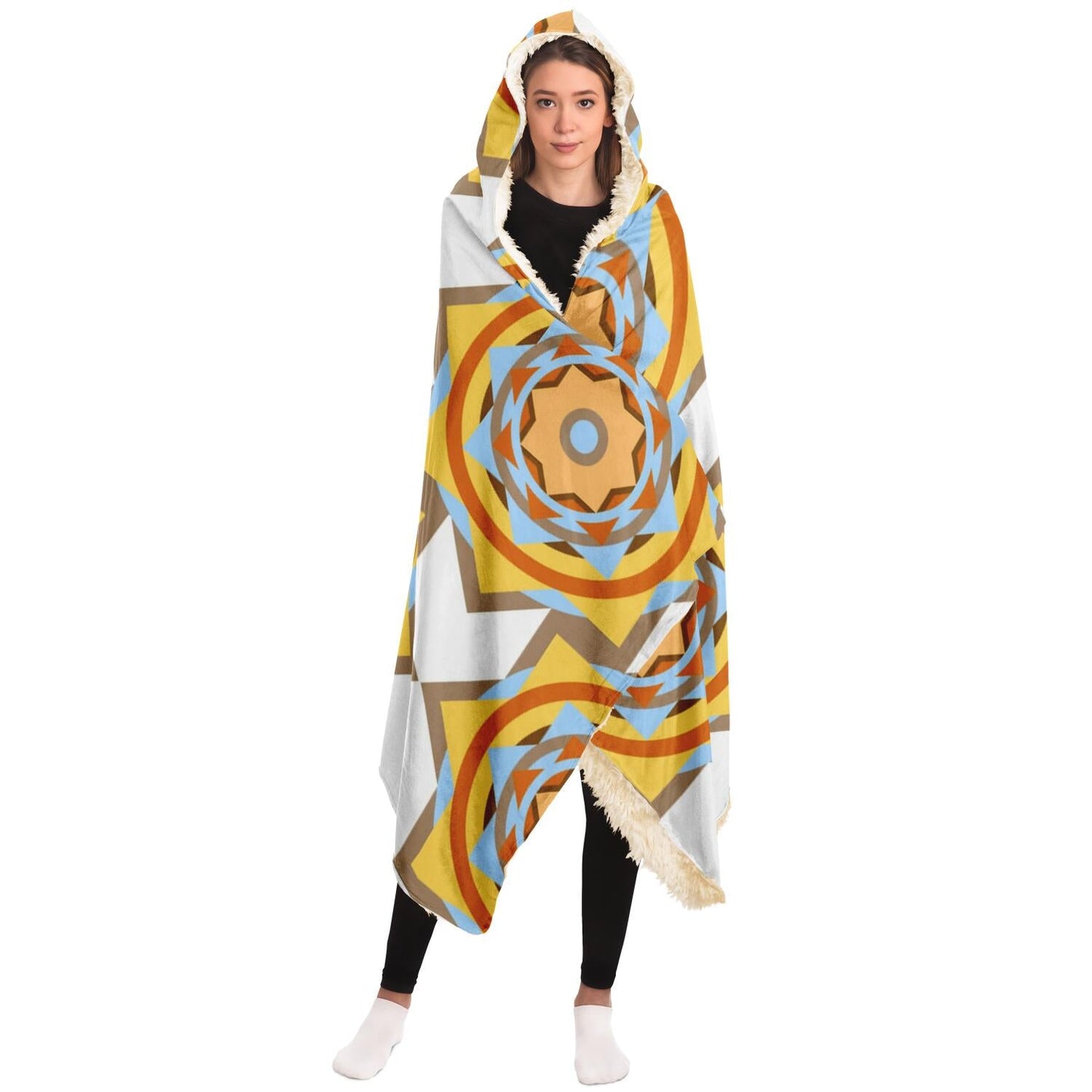 Graphic Pattern Hooded Blanket