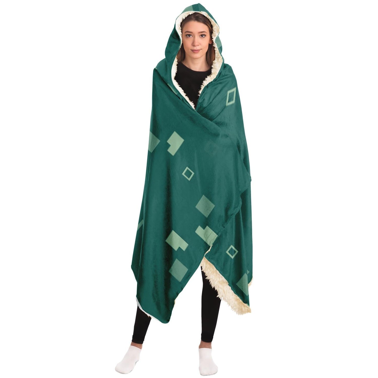 Simple Geometric Pattern Hooded Blanket