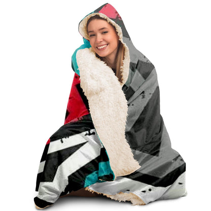 Abstract Pattren Hooded Blanket