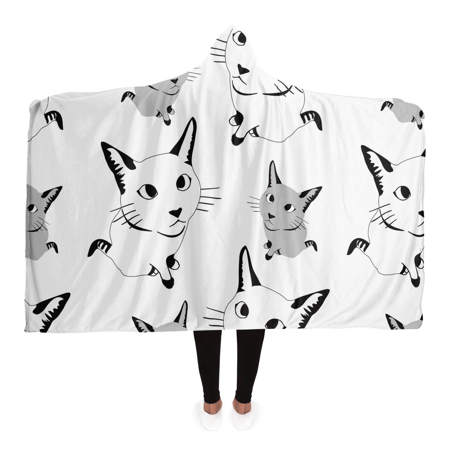 Cute Cat Pattern Hooded Blanket