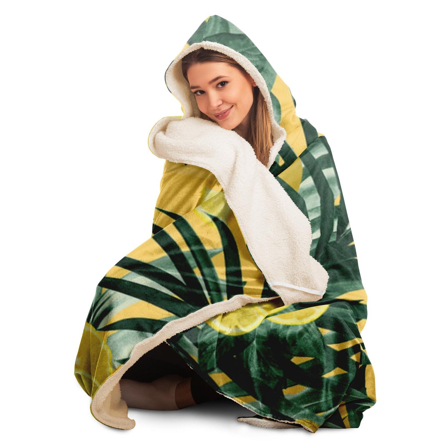 Summer Lemon Twist Jungle Hooded Blanket