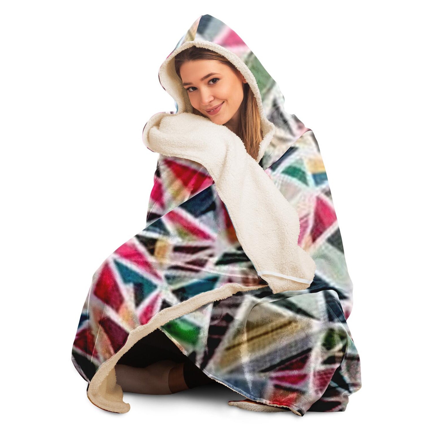 Abstract Pattren Hooded Blanket