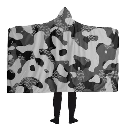 Grey Pattern Camouflage & Mosaic Style Plakat Hooded Blanket