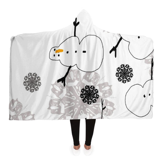 Snowman Pattern Poster Hooded Blanket