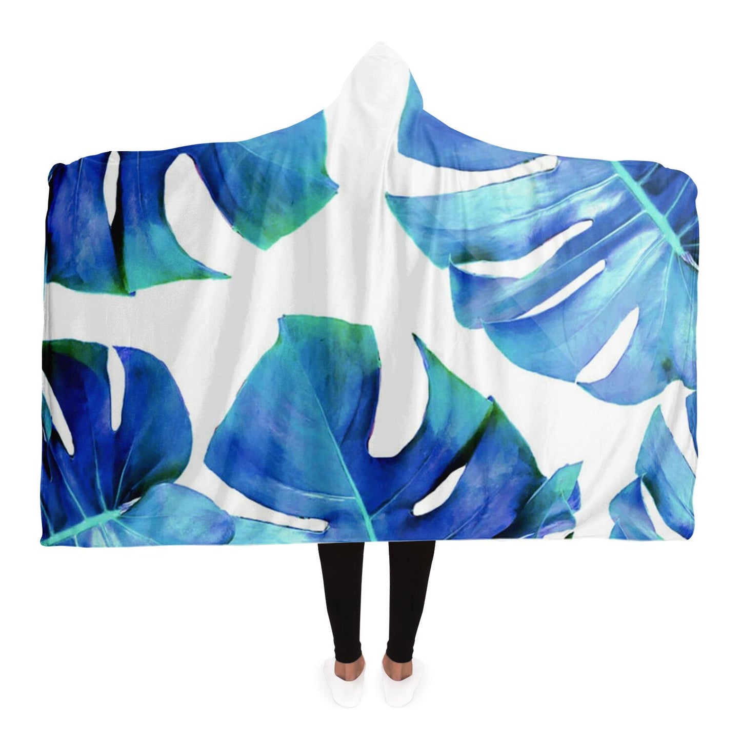 MONSTERA EXOTICA - AZURE Hooded Blanket