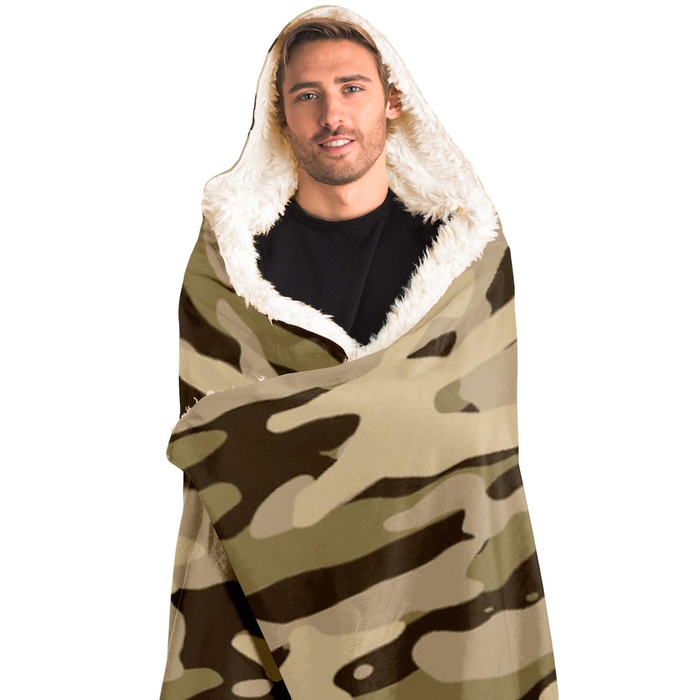 Desert Camouflage Pattern Hooded Blanket