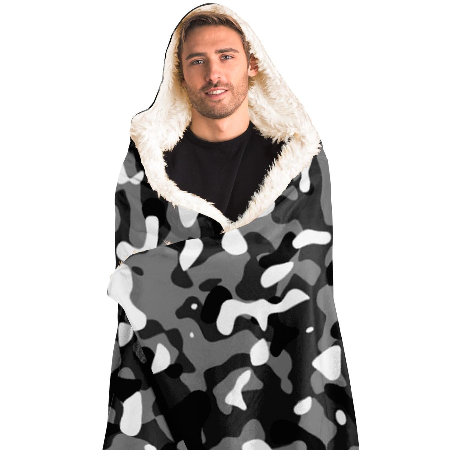 Snow Camouflage Pattern Plakat Hooded Blanket