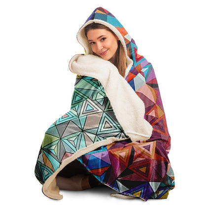 Abstract Pattren Hooded Blanket