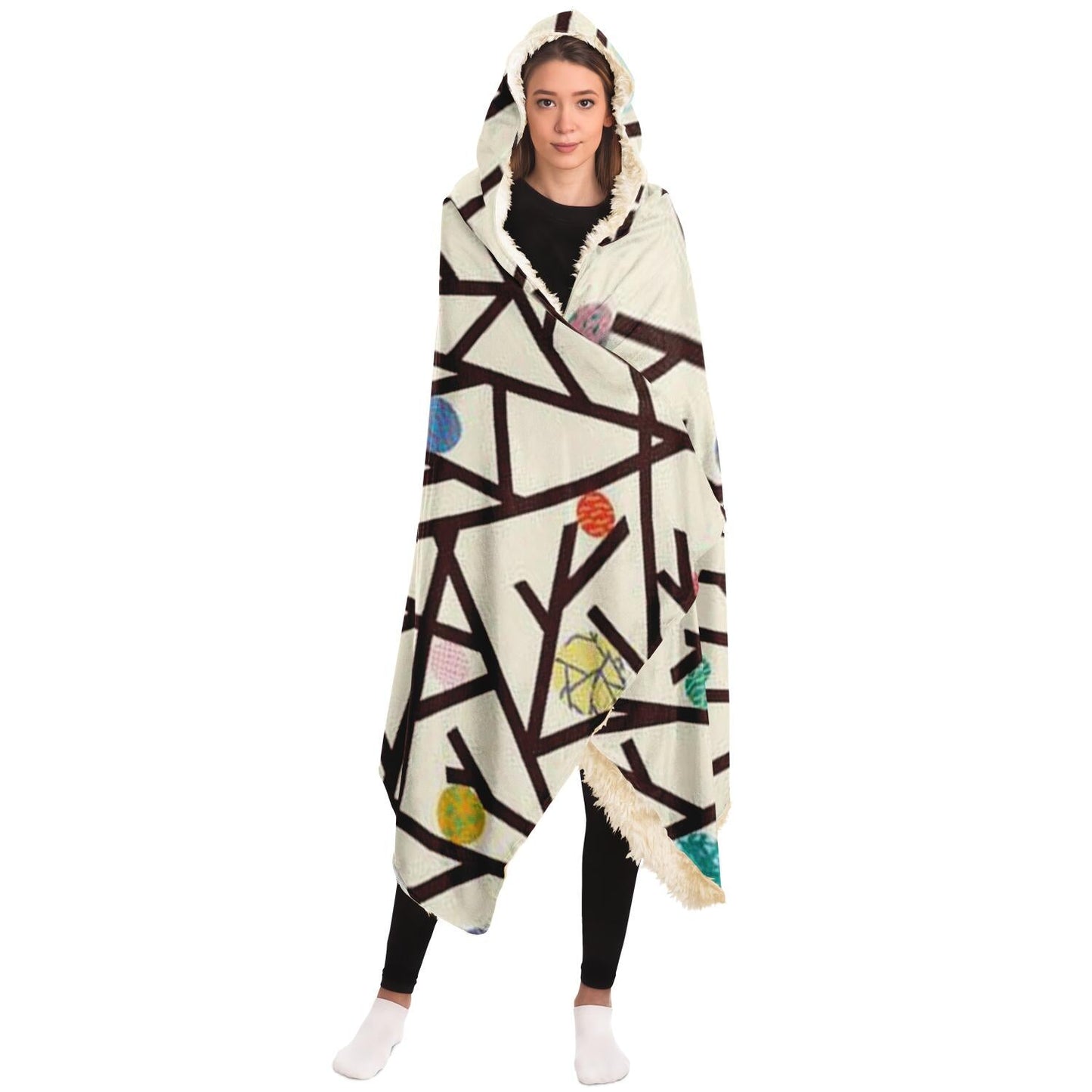 Abstract Pattren Hooded Blanket