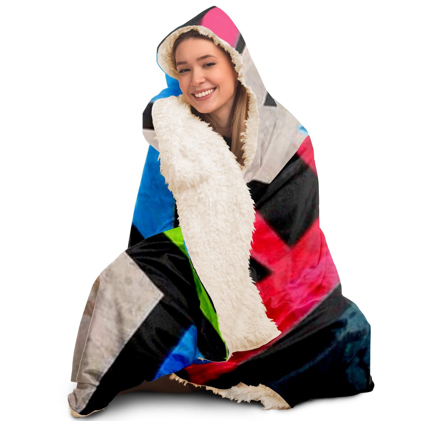 Abstract Pattren Hooded Blanket