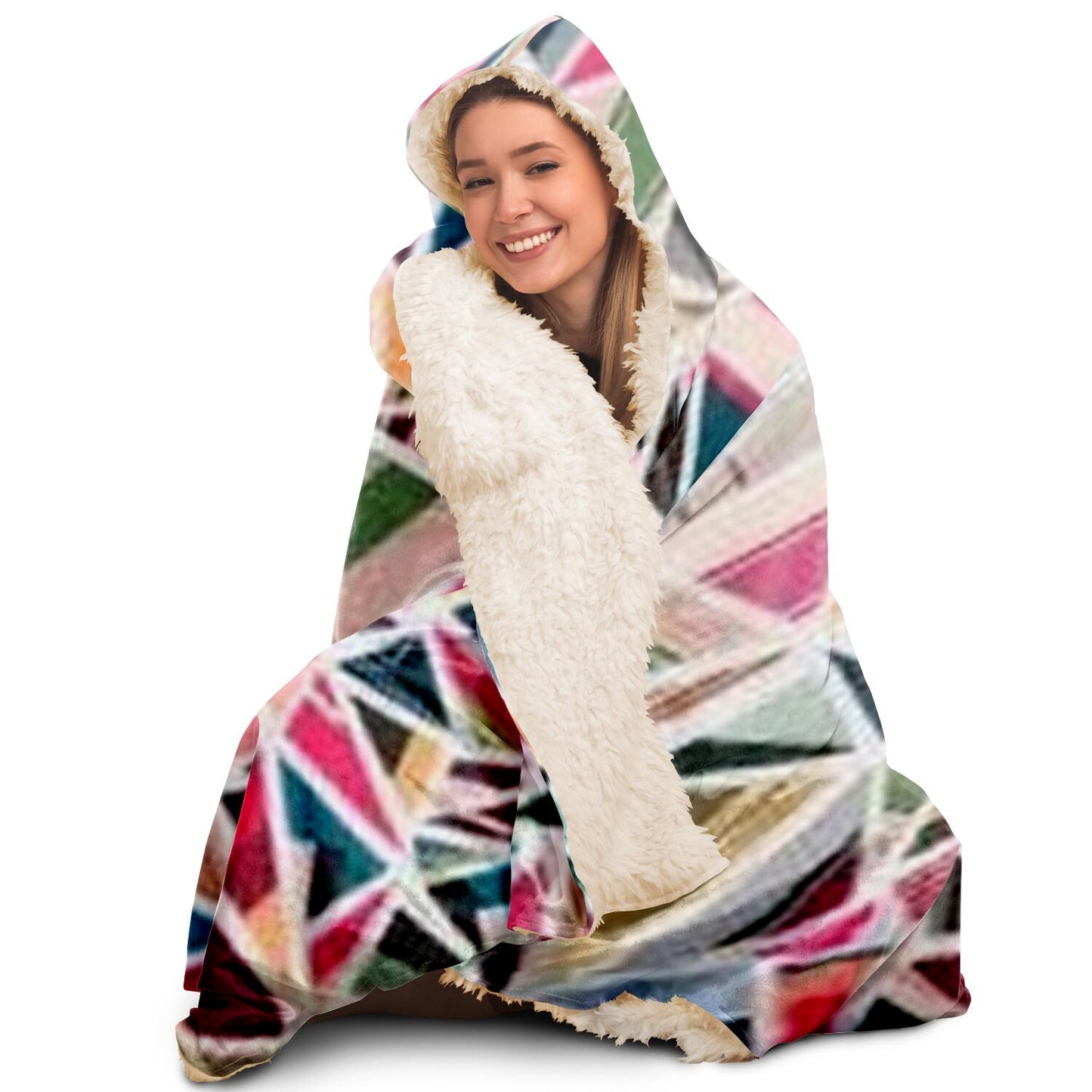 Abstract Pattren Hooded Blanket