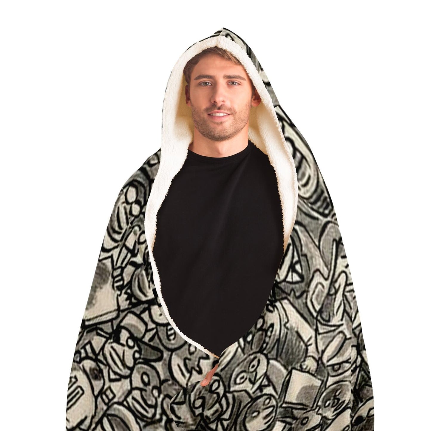 Abstract Pattren Hooded Blanket