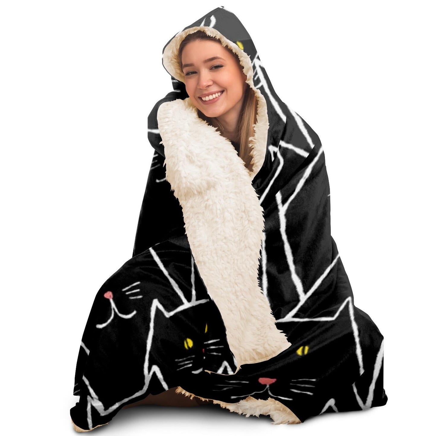 Cats Pattern Hooded Blanket