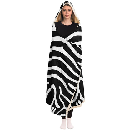 Zebra Pattern Hooded Blanket