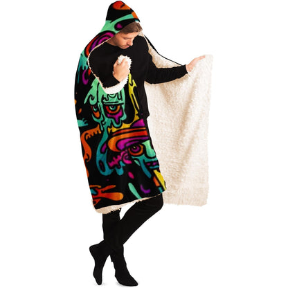 Abstract Pattren Hooded Blanket