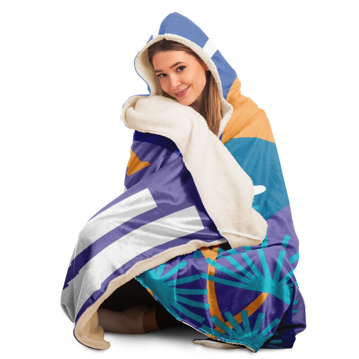 Japanesse Mountain Landscape Pop Color Vector Hooded Blanket