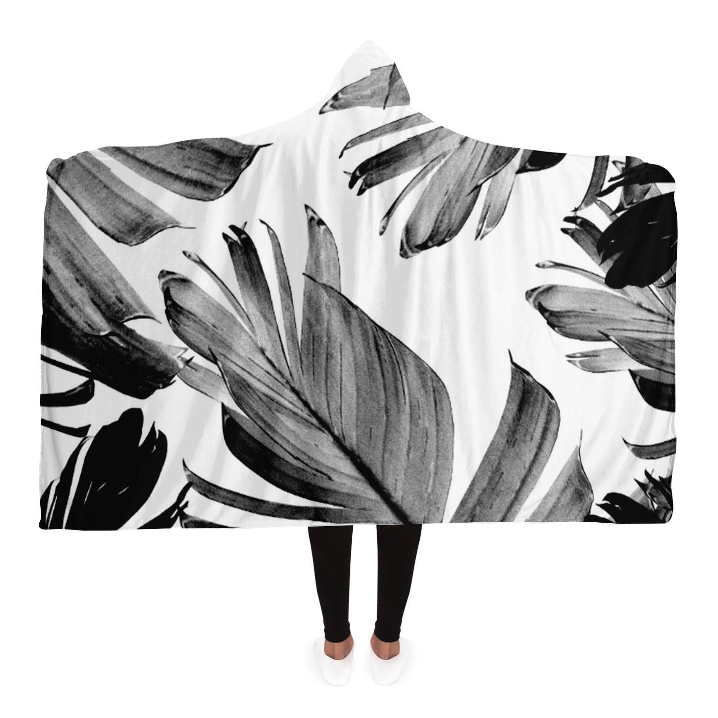 Tropical Banana Leaves Pattern Hooded Blanket