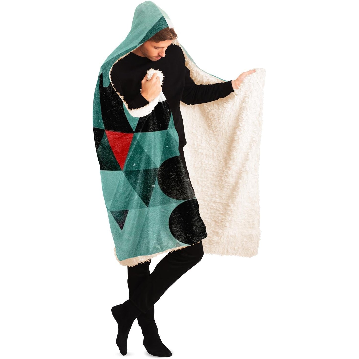 Abstract Pattren Hooded Blanket