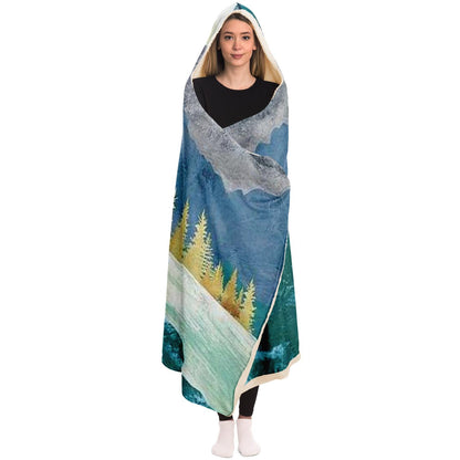 Mountain Sonnet Moonlit Stanza Hooded Blanket