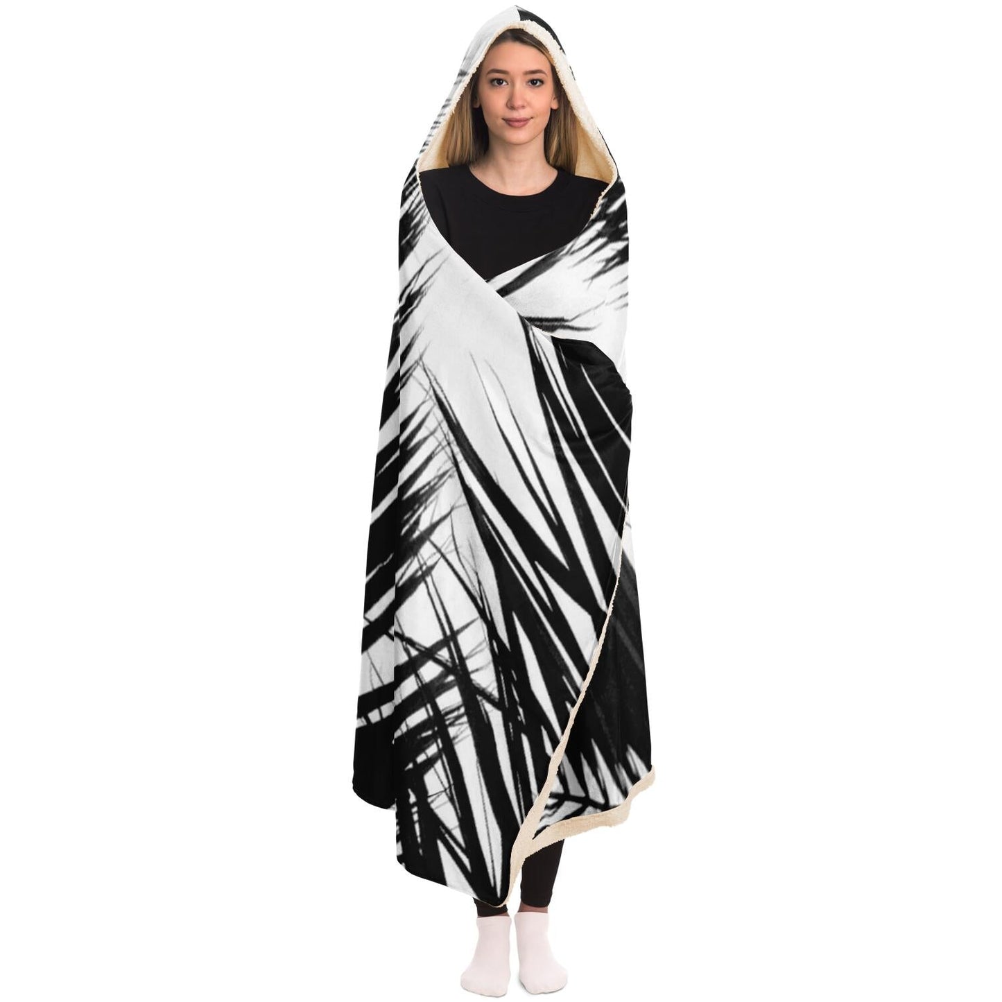 Bohemian Palms Jungle Pattern Hooded Blanket