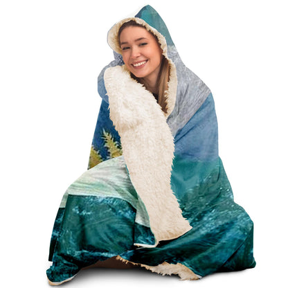 Mountain Sonnet Moonlit Stanza Hooded Blanket