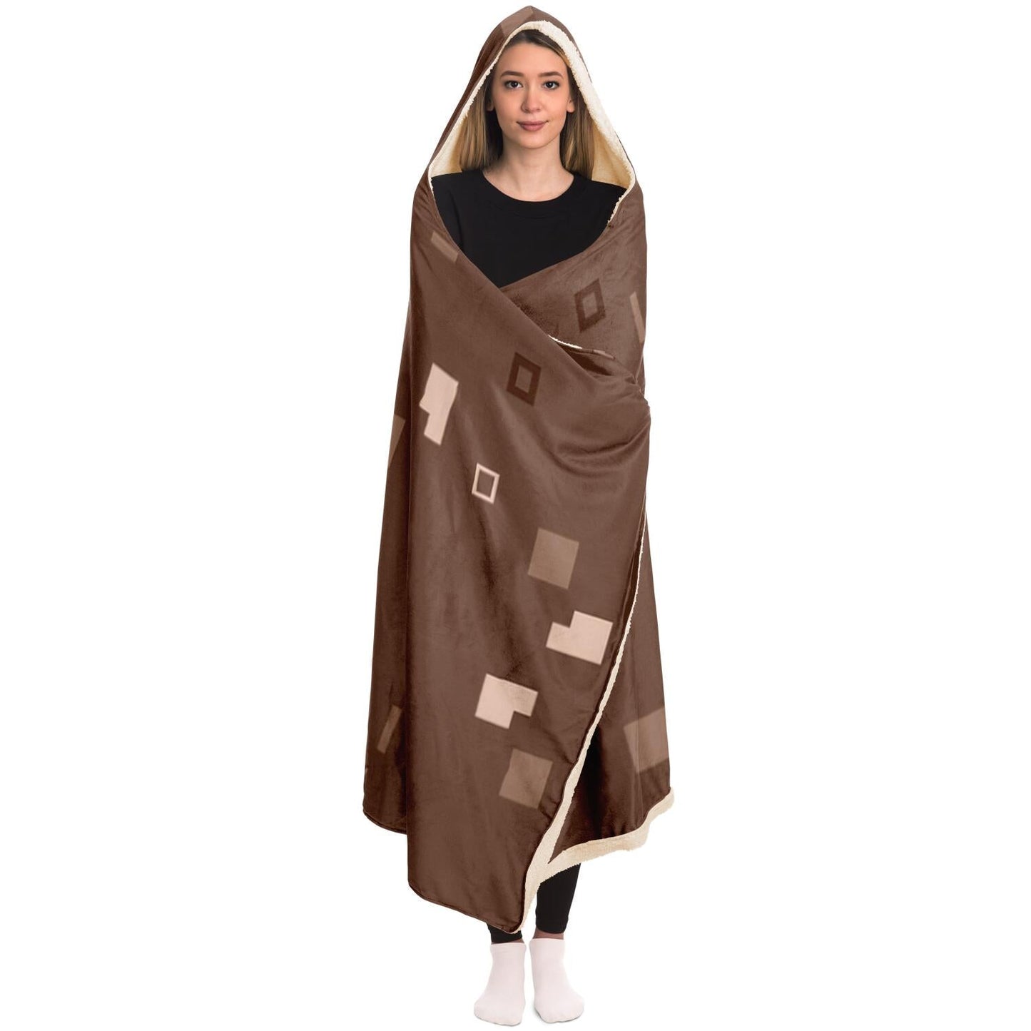 Simple Geometric Pattern Hooded Blanket