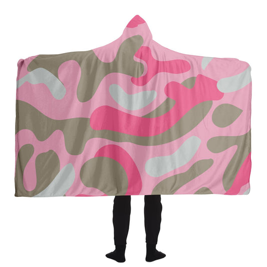 Dark Pink Camo Hooded Blanket