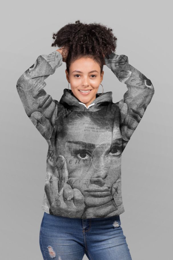 Audrey Hepburn Pop Art Art Print (2) UNISEX Sublimation Hoodie