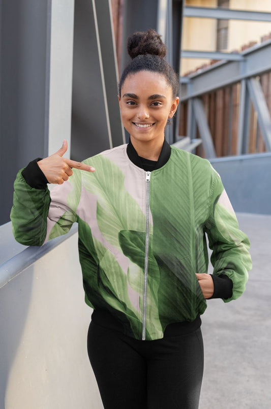 Banana Leaves Jungle Bomber Jacket