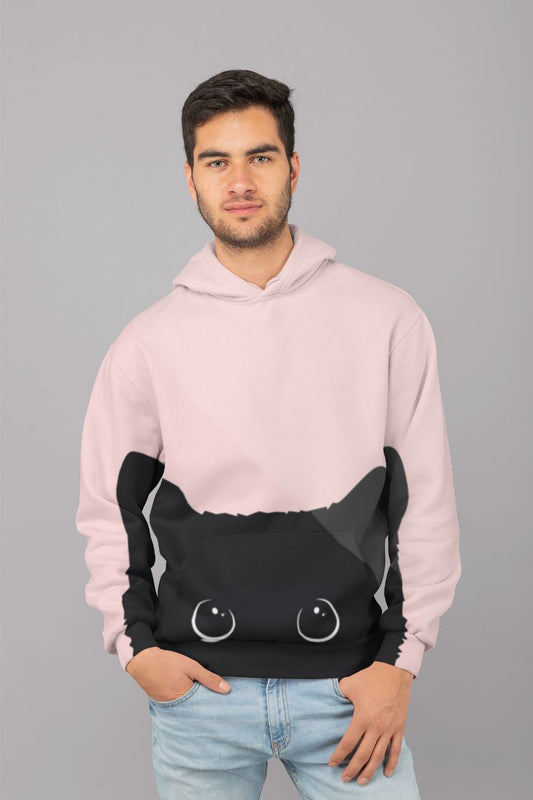 Black Cat on Pink Background (1) UNISEX Sublimation Hoodie