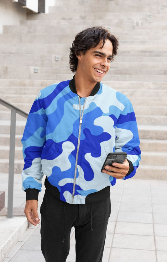 Blue Camo 2 Bomber Jacket