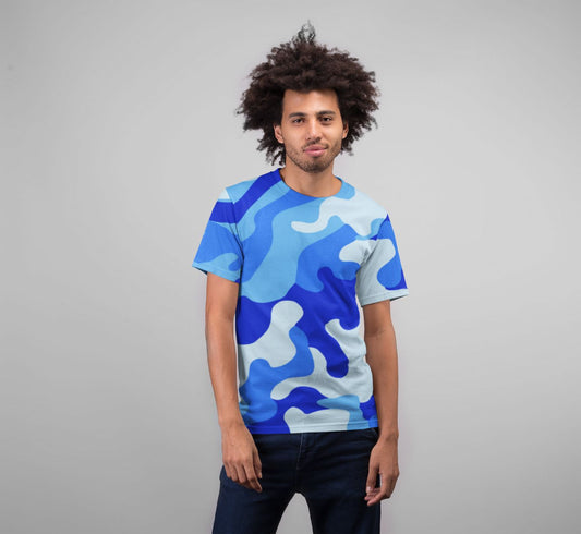 Blue Camo 2 Premium Sublimation Adult T-Shirt