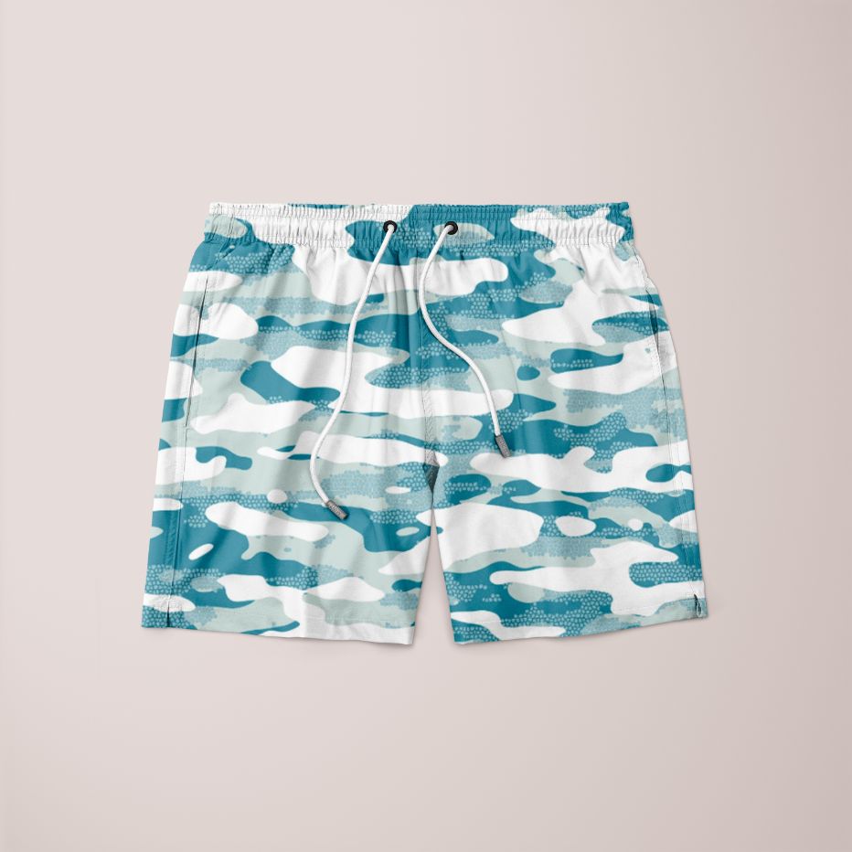 Blue Camouflage Pattern Mosaic Style Plakat Shorts